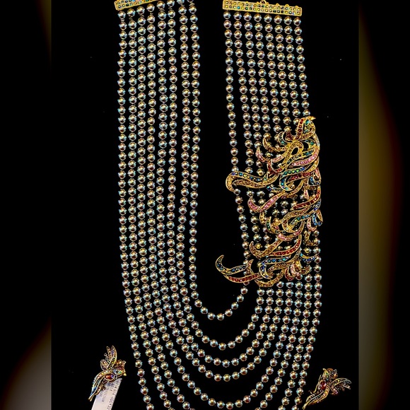 HEIDI DAUS "PHOENIX RISING" MULTI-STRAND PEARL NECKLACE EARRINGS - Picture 1 of 4